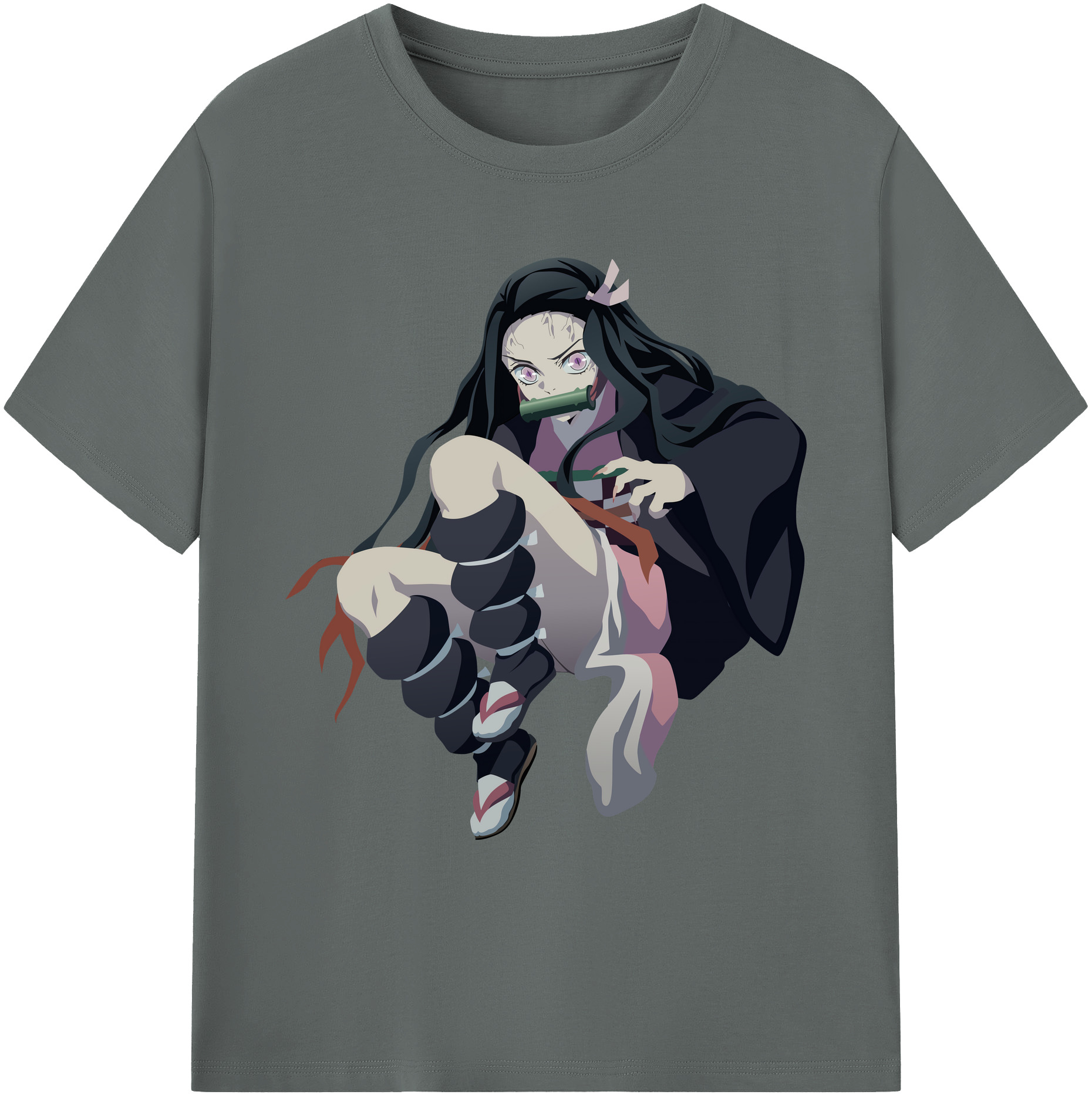 （画像用） 鬼滅の刃（きめつのやいば）竈門 禰󠄀豆子／かまど ねずこ Kamado Nezuko 綿100％ メンズ半袖Tシャツ｜肌触りやわらか＆通気性